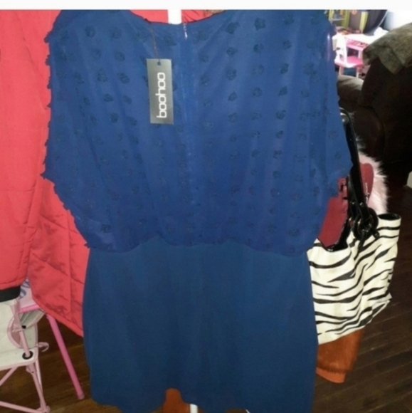 Nwt boohoo size 18 navy swiss dot  playsuit romper - Picture 4 of 5